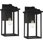 John Timberland Eastcrest Modern Outdoor Wall Light Fixtures Set of 2 Textured Black Metal 20 1/2" Clear Glass for Post Exterior Barn Deck