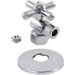 Kingston Brass Cc43101xk 1/2" FIP x 3/8" OD Comp Quarter-Turn Angle Stop Valve with Flange, Polished Chrome