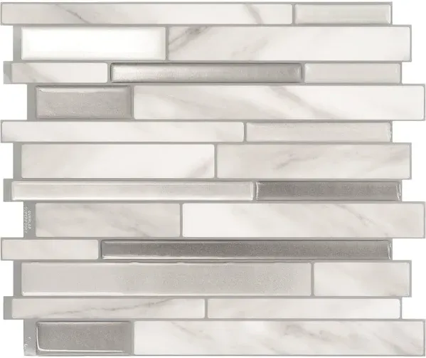 Smart Tiles 4pk Milano Carrera Peel and Stick 3D Backsplash