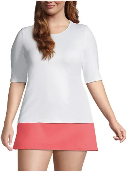 Lands' End Women's Plus Size Crew Neck Rash Guard UPF 50 Swim Tee