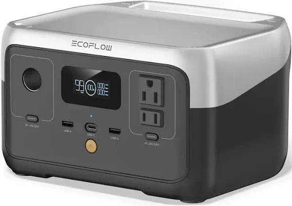 EF EcoFlow Portable Power Station River 2, 256Wh LiFePO4 Battery 1 Hour Fast Charging, 2 Up to 600W AC Outlets, Solar Generator