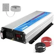 Pure Sine Wave Power Inverter 3000Watt DC 12V to AC120V with Dual AC Outlets with Remote Control and LED Display