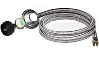 5 Feet Propane Regulator Hose with Propane Tank Gauge Stainless Steel Braided...