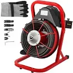 VEVOR 250W Drain Cleaner 50' x 1/2" Solid-Core Drain Cleaning Cable 8pc Auger Bits