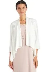 R & M Richards 3/4 Sleeve Swing Shrug Ivory / S