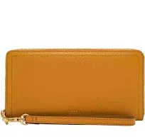 Fossil Logan Leather Zip Around Clutch Wallet - Ochre