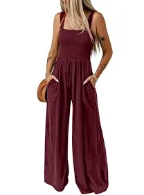 Dokotoo Women's Casual Loose Overalls Jumpsuits Adjustable Straps Wide Leg Long Pant Rompers With Pockets