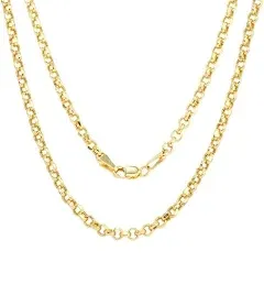 Nuragold 10k Yellow Gold Rolo Circle Cable Pendant Necklace