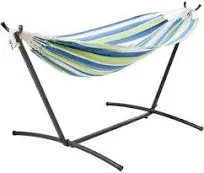 Amazon Basics Double Hammock with 9-Foot Space Saving Steel Stand and Carrying Case