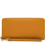 Fossil Logan Leather Zip Around Clutch Wallet - Ochre