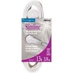 Slimline 2232 Flat Plug Extension Cord, 3-Wire, White, 13'