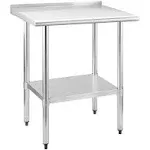 Stainless Steel Table with Wheels 24 x 30 Inches Metal Prep Table with Backsp...