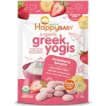 Happy Baby Organics Greek Yogis Freeze-Dried Greek Yogurt and Fruit Snacks, Strawberry Banana, 1 Ounce (Pack of 1) packaging may vary