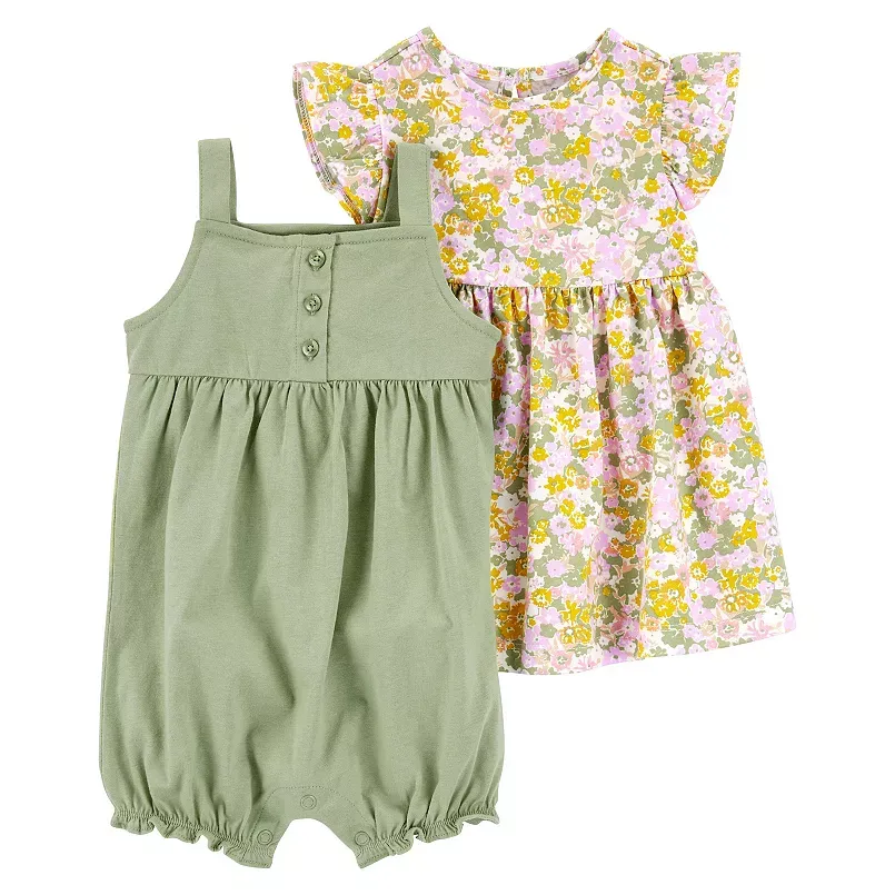 Baby Girl Carter's 3-Piece Floral Dress, Diaper Cover, and Bodysuit Set