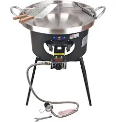 ARC, 23" Heavy Duty Stainless Steel Concave Comal Set with 30,000btu Propane Burner Stove and Burner Stand