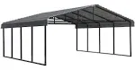 Arrow Galvanized Steel Carport in Charcoal - 20' x 20' x 7'