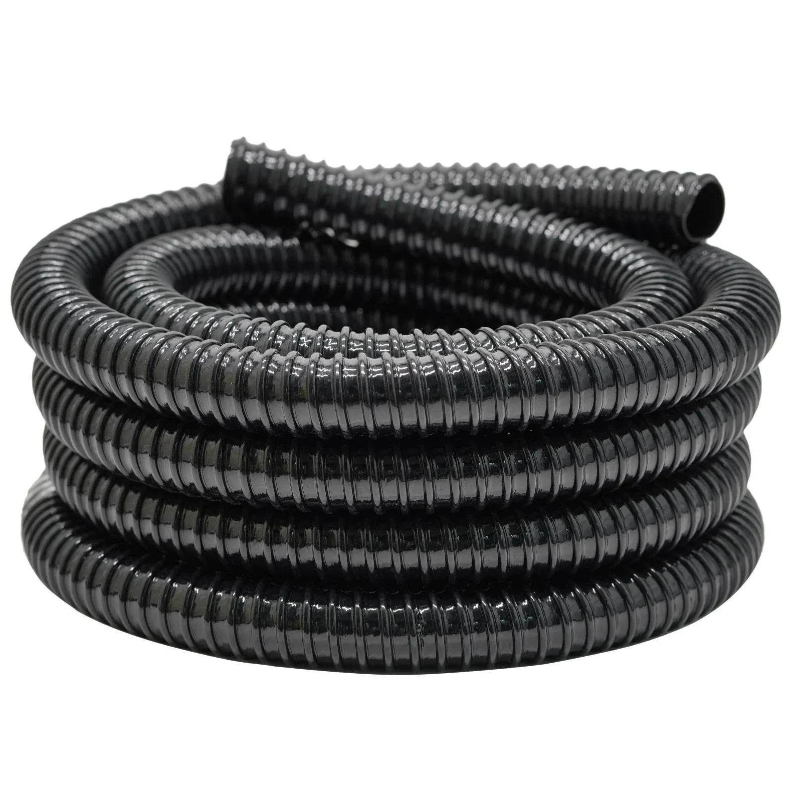 Pamopamo 1 Inch Pond Tubing, 1" ID Corrugated Water Pipe, 20 Feet Length Flexible PVC Hose Pipe with Pipe Fittings, Aquarium, Pond Waterfall, Garden Pond Pump Drainage Tube Black