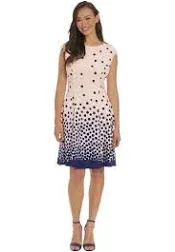 London Times Women's Ombre Dots Fit and Flare Dress