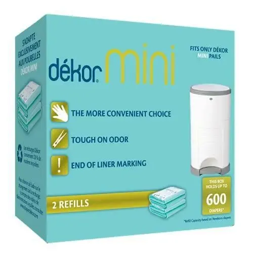 Dekor Mini Diaper Pail Refills | 2 Count | Most Economical Refill System | Quick