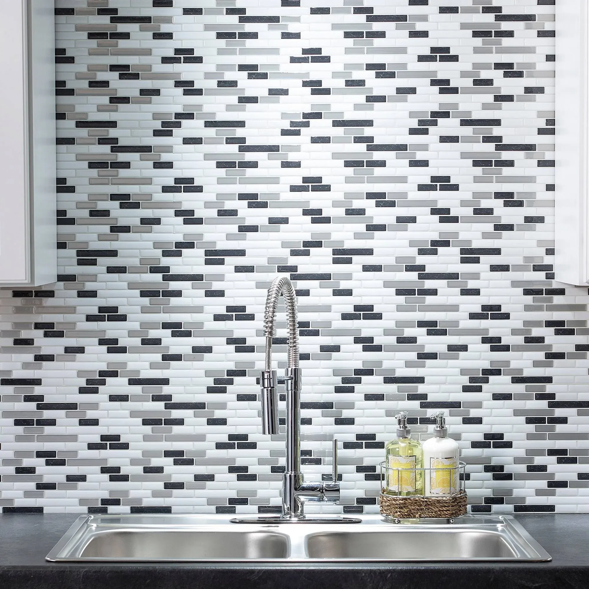 Peel & Stick Vinyl Backsplash Small Mosaic White (Pack of 3)