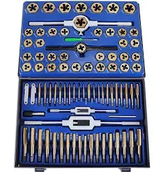 Tap and Die Set Tungsten/Carbo<wbr/>n Steel Hand Threading Tool W/ Wrench Screwdriver