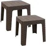 Sunnydaze 18" Plastic Square Patio Side Table Brown / 2