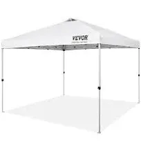 VEVOR Pop Up Canopy Tent, 10 x 10 ft, 250 D PU Silver Coated Tarp, with Portable