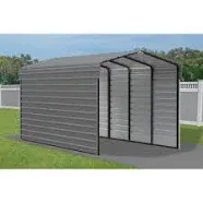 "Galvanized Steel Carport, W/ 1-Sided Enclosure, Compact Car Metal Carport Kit, 20'x29'x9', Charcoal"