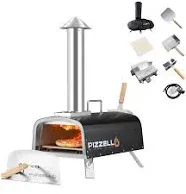 Pizzello 16" Outdoor Pizza Oven Propane and Wood Fired Pizza Maker Multi-Fuel Gas Pizza Ovens w/Gas Burner, Pizza Cutter, Pizza Stone, Pizza Peel,