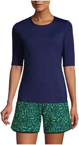 Lands' End Women's Crew Neck Rash Guard UPF 50 Sun Protection Swim Tee