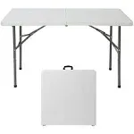 Best Choice Products 4ft Plastic Folding Table, Indoor Outdoor Heavy Duty Portable w/ Handle, Lock for Picnic - Black