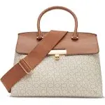 Calvin Klein Becky Turn Lock Satchel Vanilla/khaki/caramel