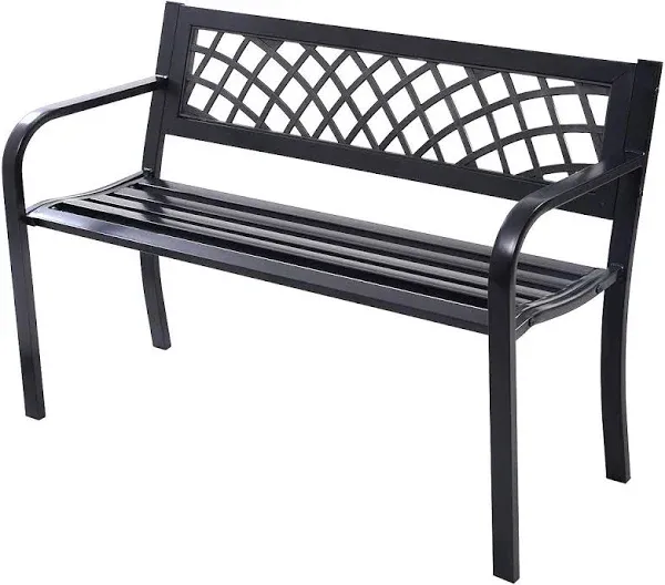 Costway Patio Park Garden Bench Porch Path Chair Outdoor Deck Steel Frame