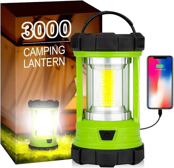 elesall LED Camping Lantern, COB Rechargeable Battery Lantern 3000lm, 5 Light Modes, Waterproof Lantern Flashlight, Tent Light for Po