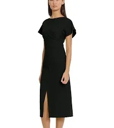 Donna Morgan Women's Flutter Sleeve Sheath Midi Dress