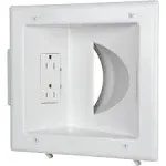 Datacomm 45-0031-Wh Recessed Low Voltage Media Plate With Duplex Receptacle White