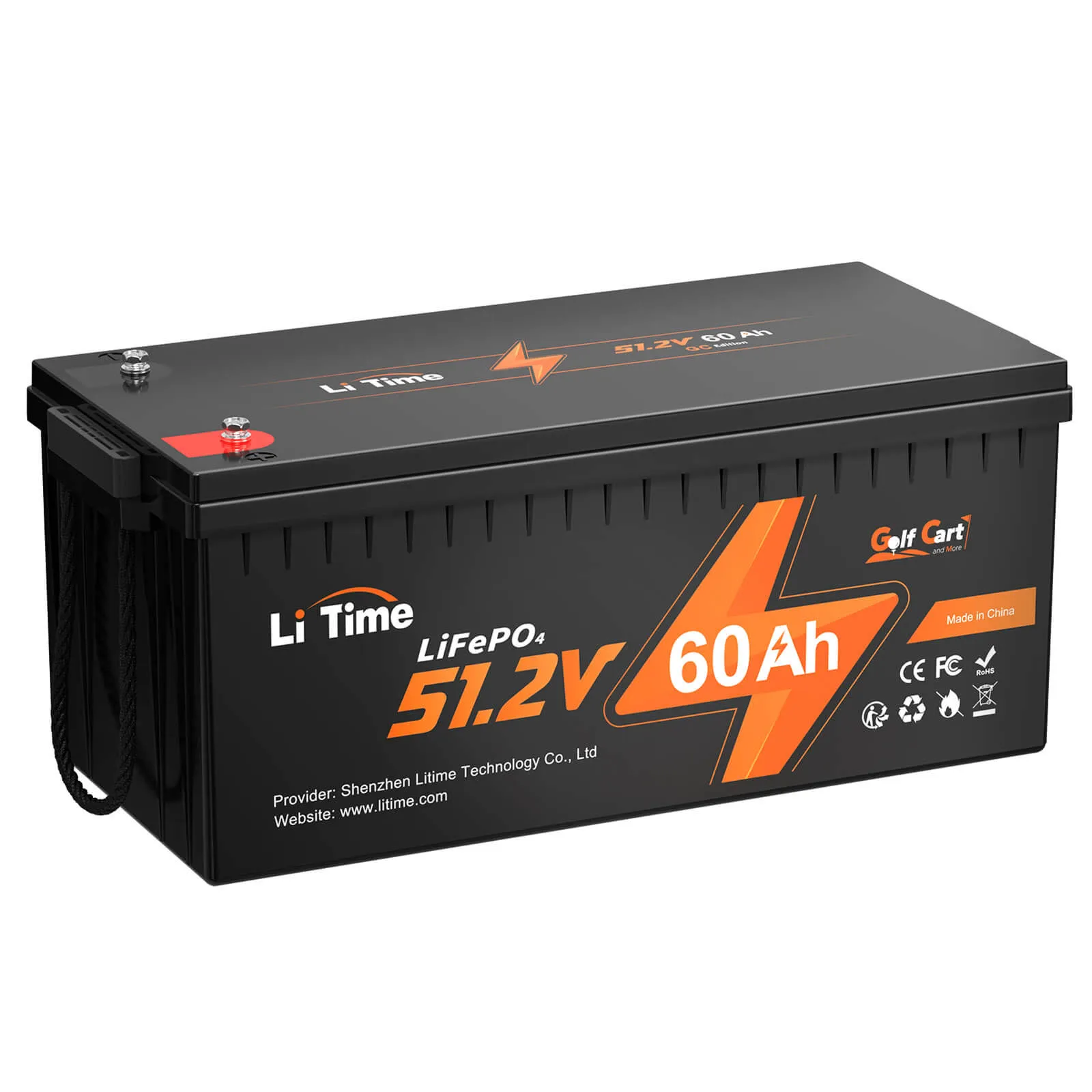 LiTime 48V (51.2V) 60Ah Lithium Golf Cart Battery, 120A BMS, 3072Wh Energy