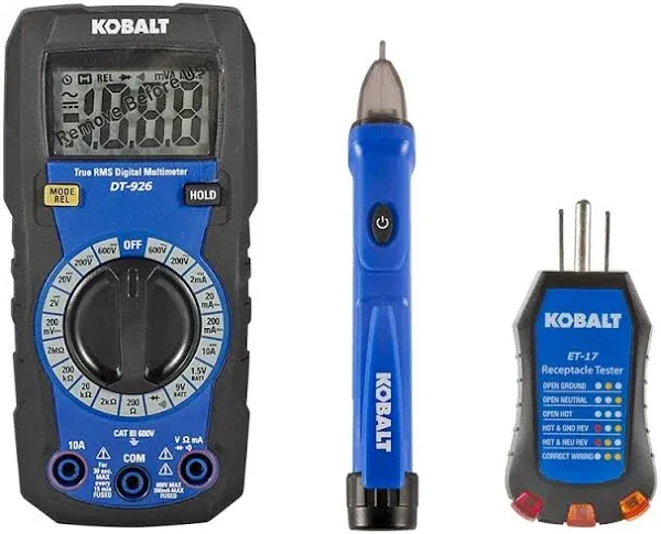 Kobalt 3pc Electrical Test Kit Multimeter NCV Tester Receptacle Tester 2545066