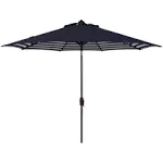 Safavieh Athens Inside Out Striped 9ft Crank Outdoor Auto Tilt Umbrella - Navy,White