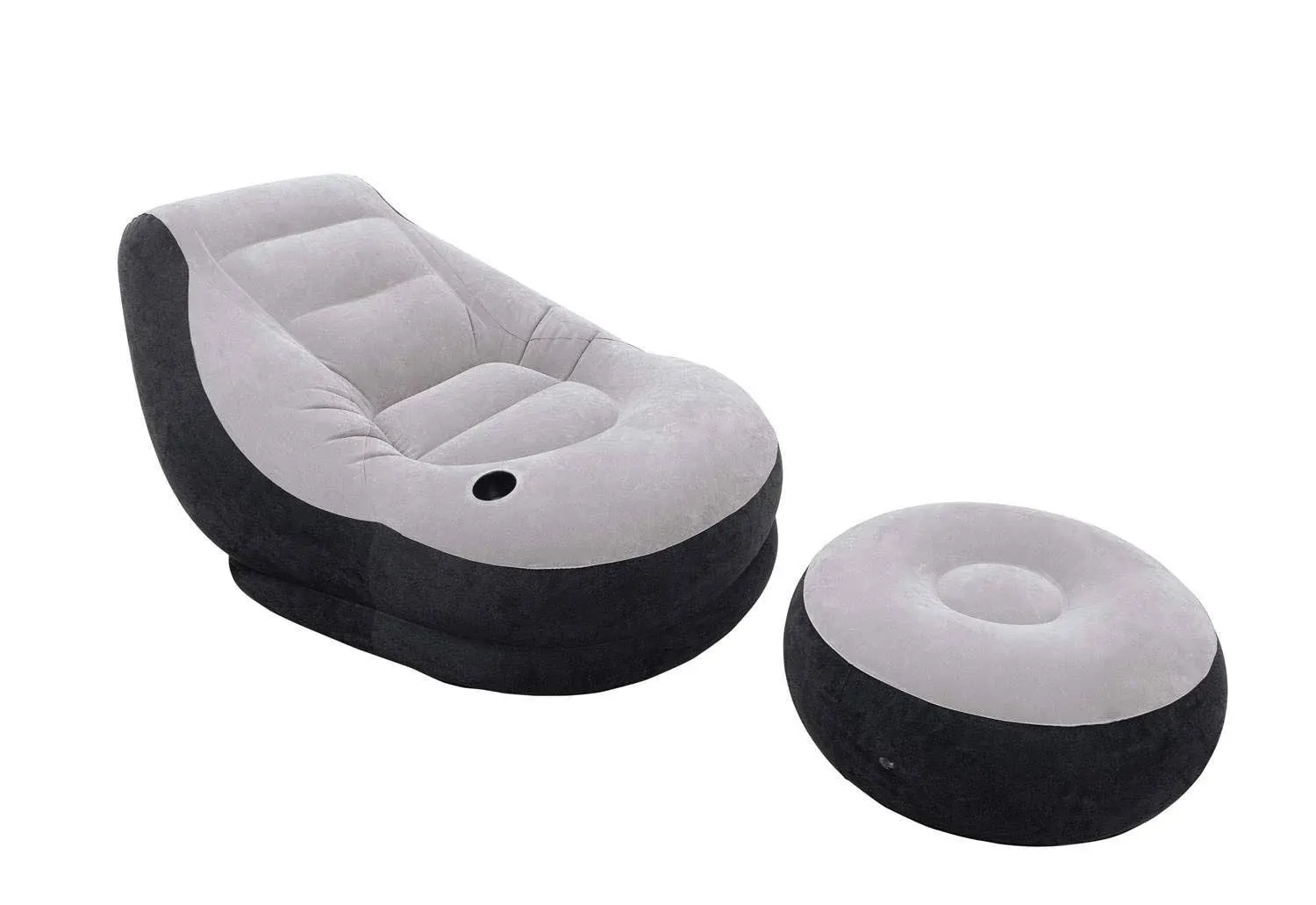 Intex Inflatable Ultra Lounge Chair with Cup Holder and Ottoman Set (3 Pack)