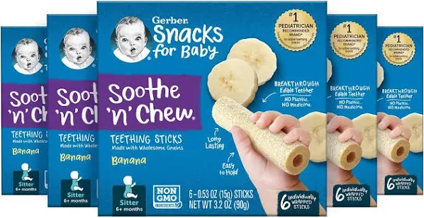 Gerber Teething Sticks Strawberry Apple - 0.53 oz x 6 pack