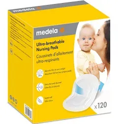 Medela Ultra-Breathable Disposable Nursing Pads 120 Count, New and Improved, Highly Absorbent, Breathable and Discreet for Comfortable Wear