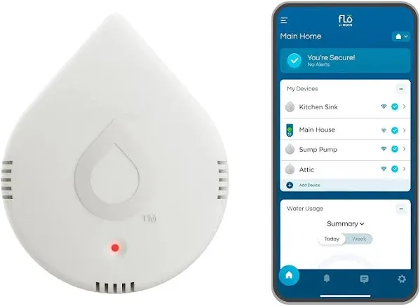 Moen Smart Leak Detector Single Pack Alerts At First Leak Compatible with Alexa