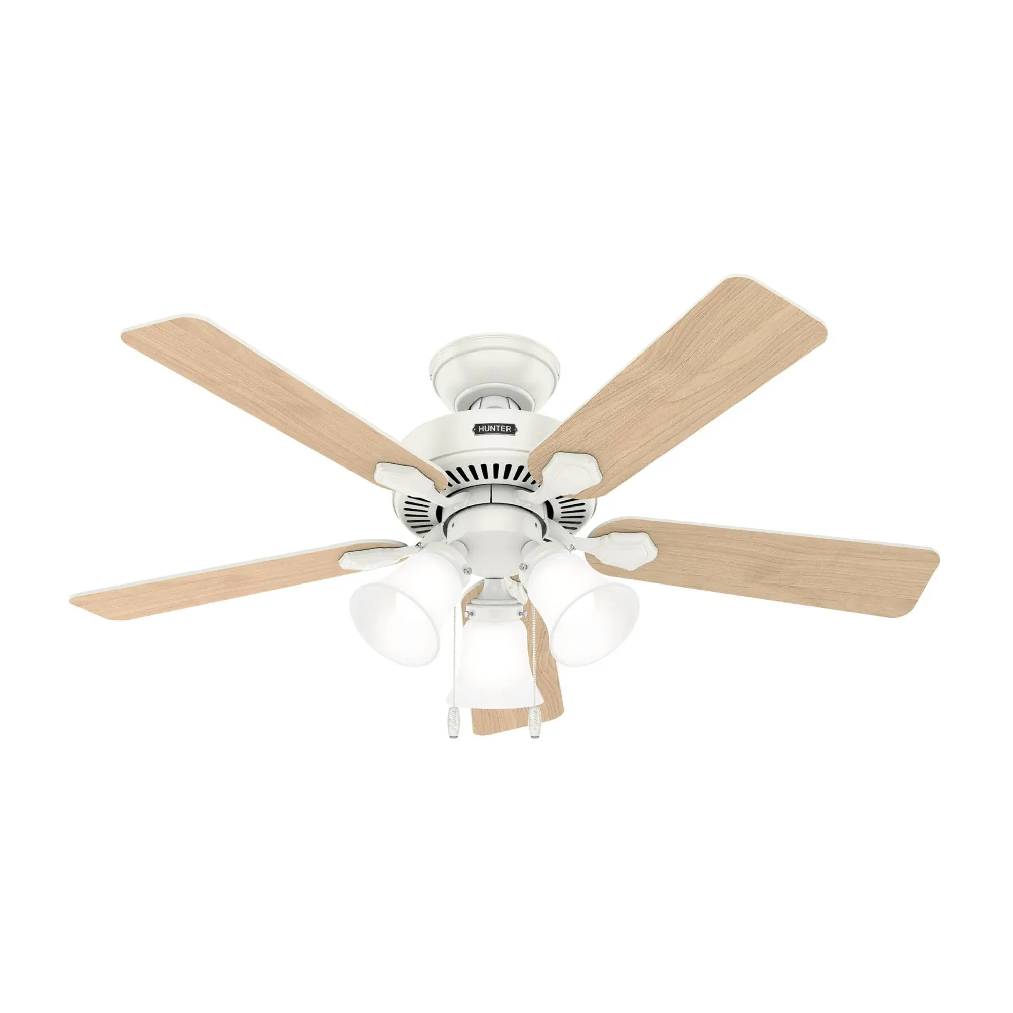 Hunter 44 inch Swanson Fresh White Ceiling Fan with LED Light Kit and Pull Chain 52777