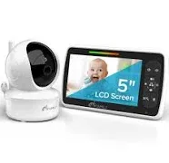  Baby Monitor - Large 5&#034; Screen with 30Hrs Battery Life - Remote Pan 1 Camera