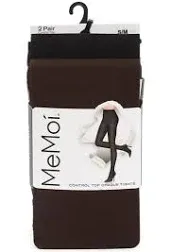 MeMoi Control Top Solid Microfiber Tights 2 Pack - Opaque Tights Women, Nylon-Spandex Women’s Tights, Soft Dance Tights Women