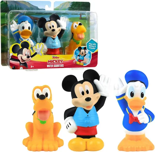 Disney Junior Mickey Mouse Bath Toy Set, Includes Mickey Mouse, Donald Duck, and Pluto Water Toys, Kids Toys for Ages 3 Up by Just Play