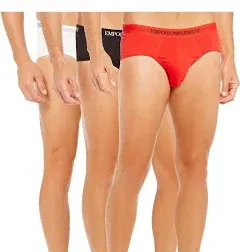 "Men's 3-pack Cotton Briefs In Red/white/black"