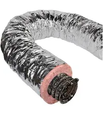 Master Flow 12 in x 25 ft Insulated Flexible Duct R6 Silver Jacket