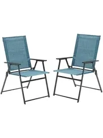 VICLLAX 2 Pieces Patio Folding Chairs, Outdoor Portable Dining Chairs for Lawn Garden and Porch, Black